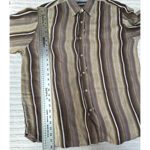 Tommy Bahama Men's Large Casual Button Up Shirt Long Sleeve Striped Linen - Picture 7 of 7